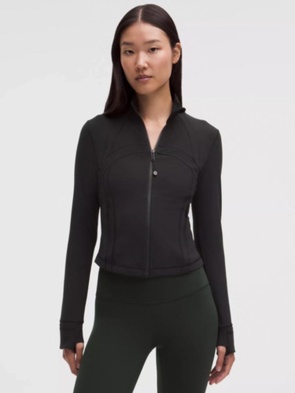 Lululemon Cropped Define Jacket, Black, ribbed, Size 12
